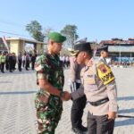 Anggota Kodim 0726/ hadir apel pasukan operasi patuh candi di Mapolres Sukoharjo.