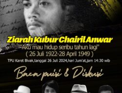 Ziarah kubur ke makam Chairil Anwar akan diisi dengan diskusi dan baca puisi.