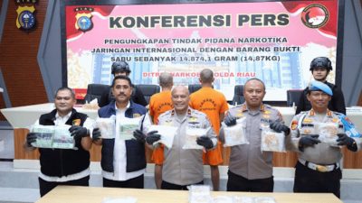 Ditresnarkoba Polda Riau Gagalkan Penyelundupan Sabu 14.87 Kg