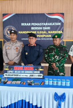 Lapas Kelas ll B Gunung Sugih Adakan Acara Ikrar Bersih Dari Handphone Ilegal, Narkoba, dan Penipuan ‎
