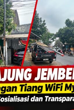 Warga Ajung Jember Protes Pemasangan Tiang WIFI MyRepublic dan Transparansi Izin